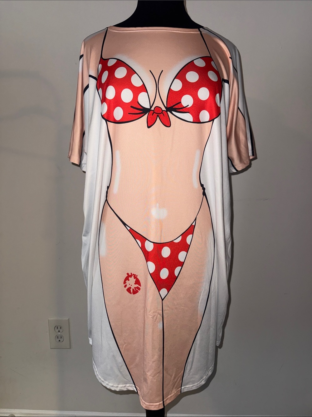 Red Polka Dot Bikini Print Shirt